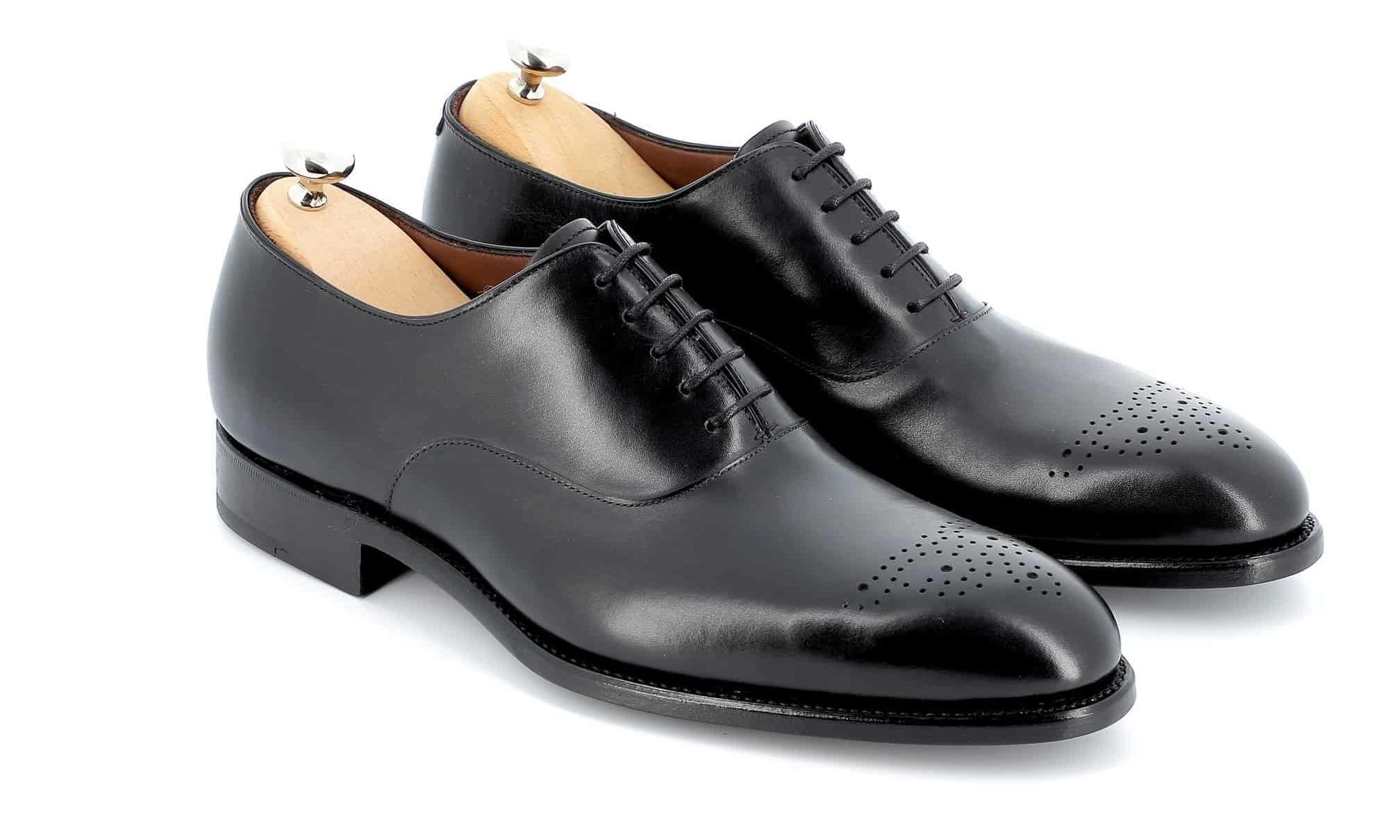 Richelieu Andrew cuir noir semelle cuir