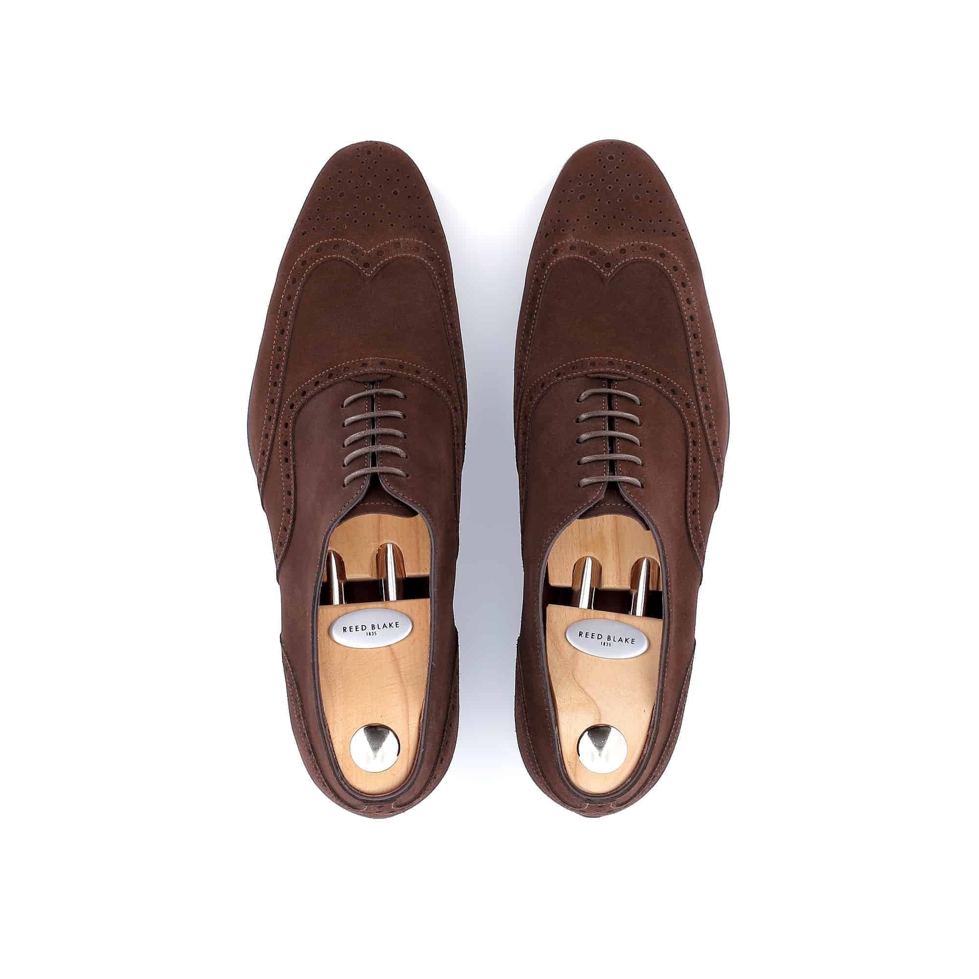 Chaussures Richelieu Charles daim marron semelles cuir