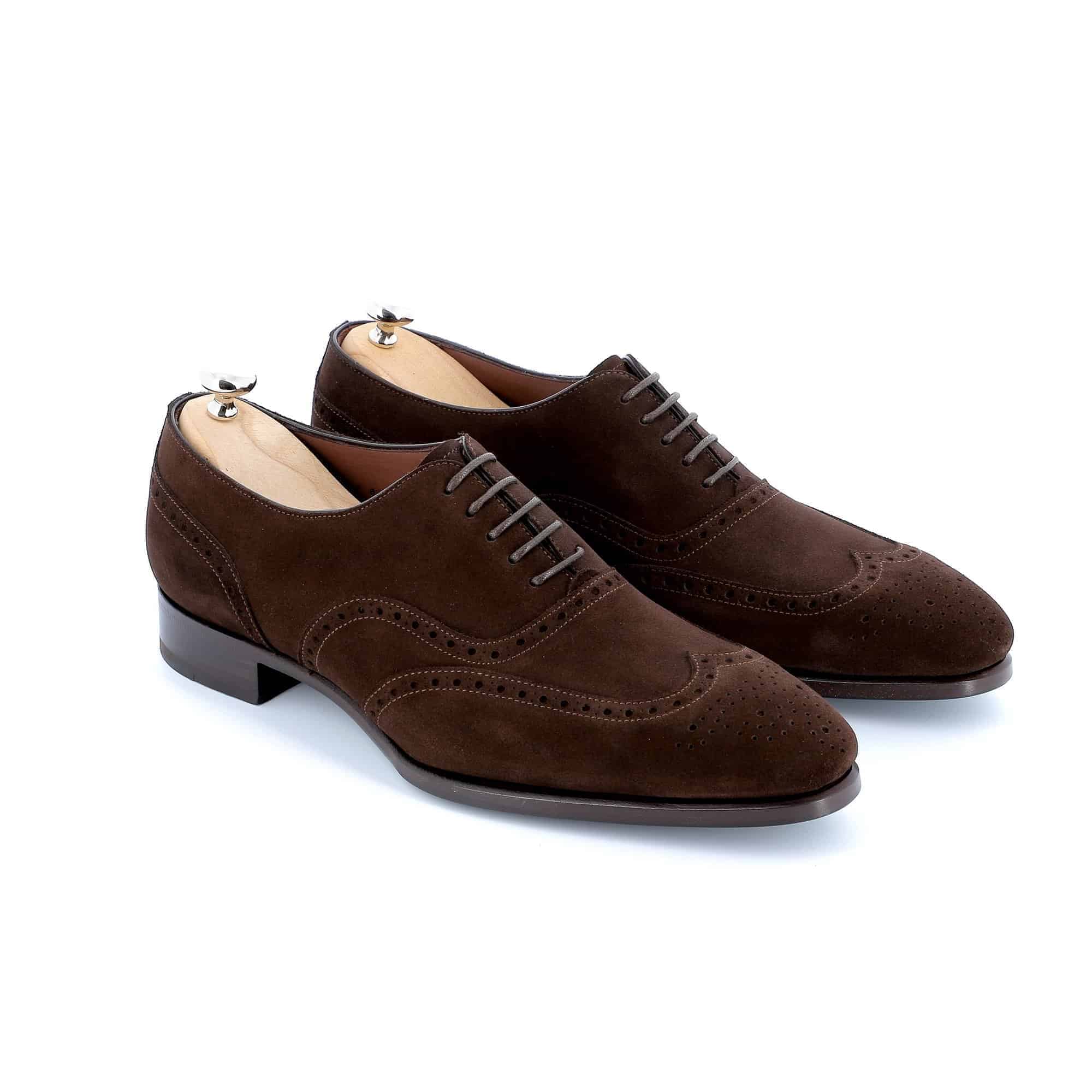 Chaussures Richelieu Charles daim marron semelles cuir