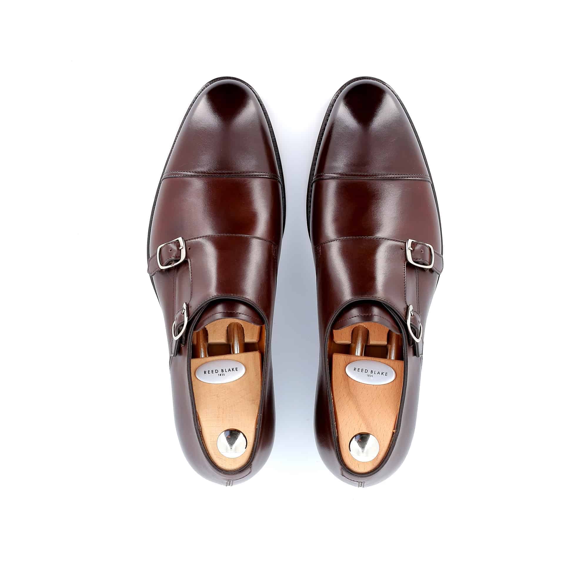 Chaussures doubles boucles Edgar cuir marron semelles cuir