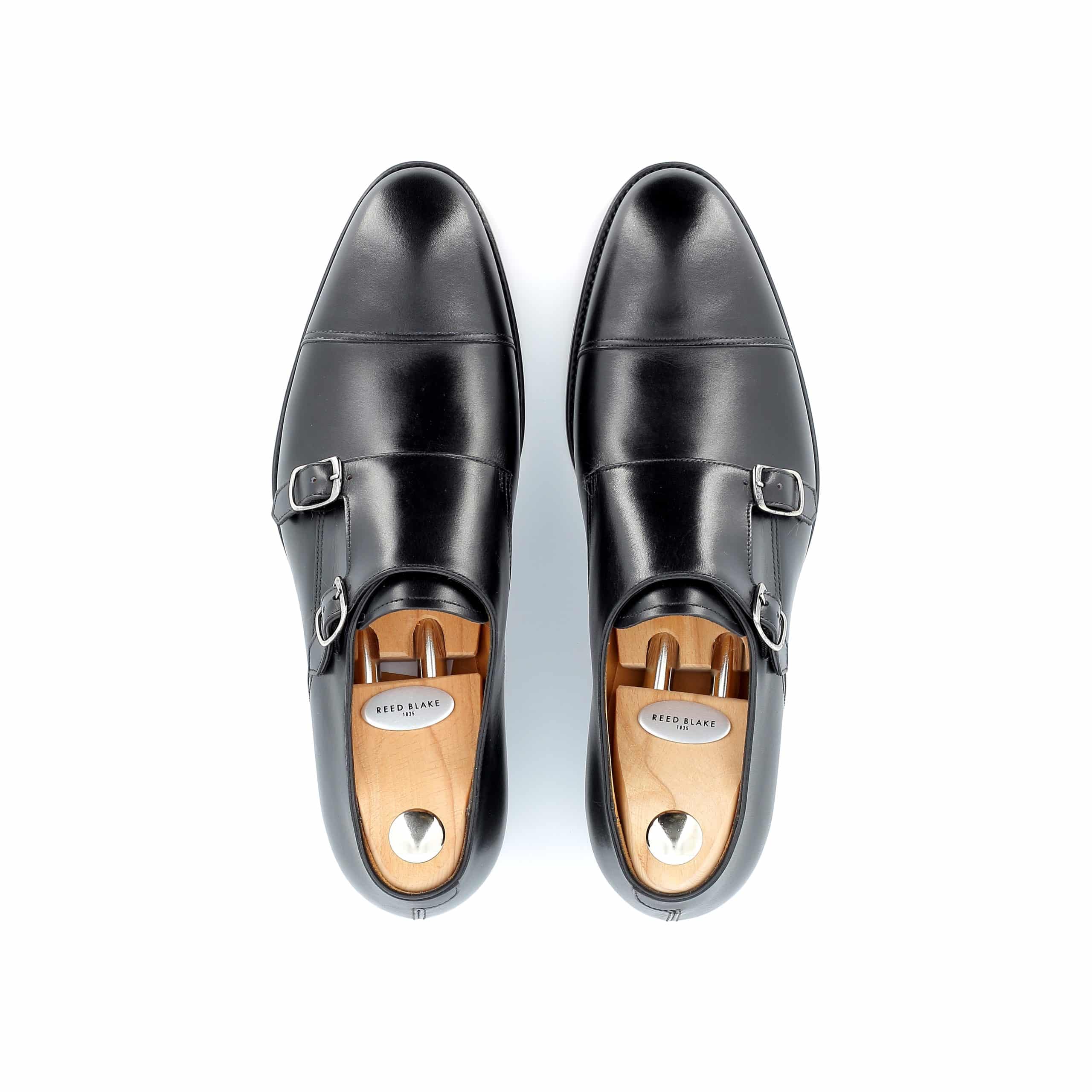 Chaussures doubles boucles Edgar cuir noir semelles cuir