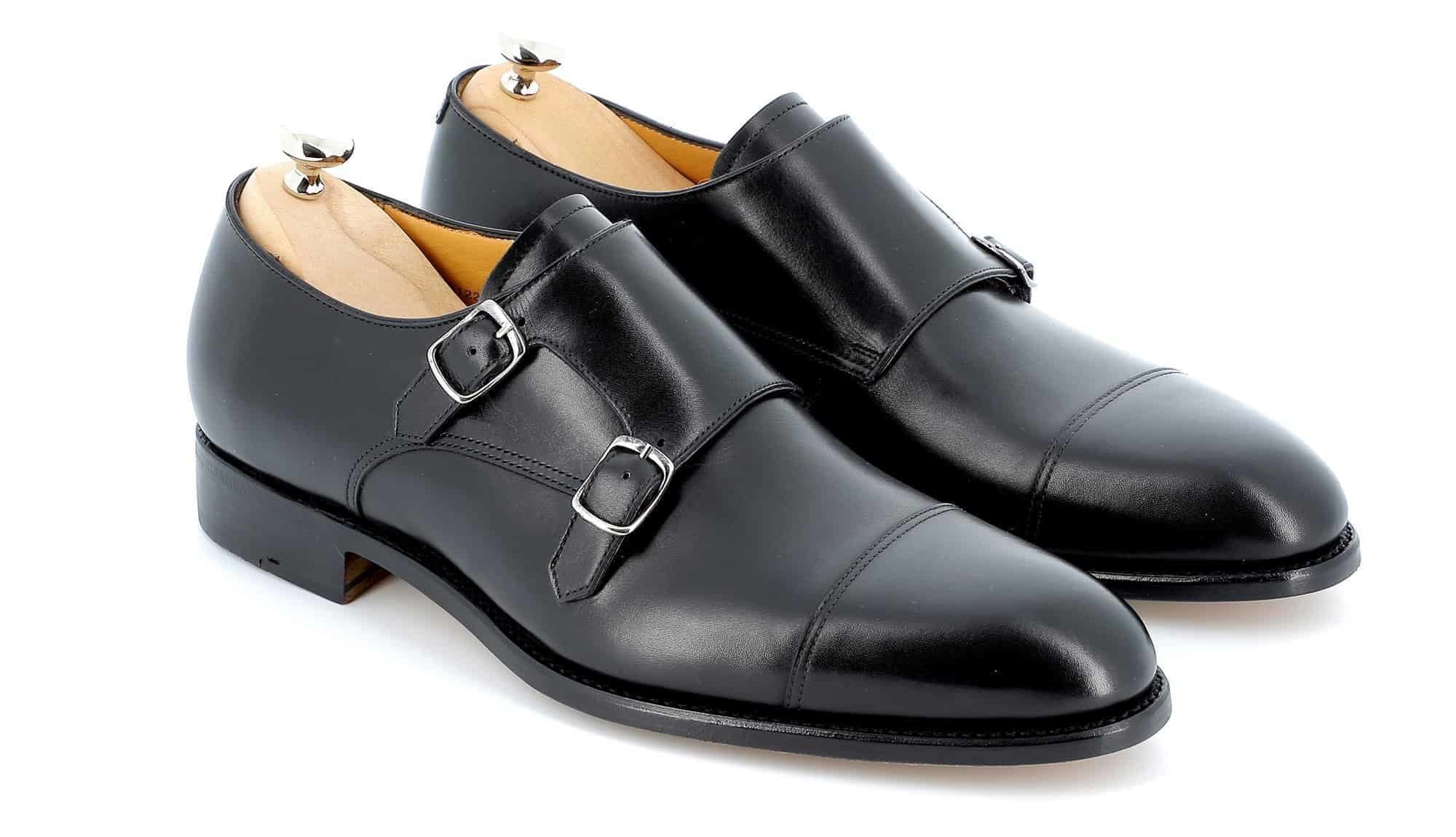 Chaussures doubles boucles Edgar cuir marron semelles cuir