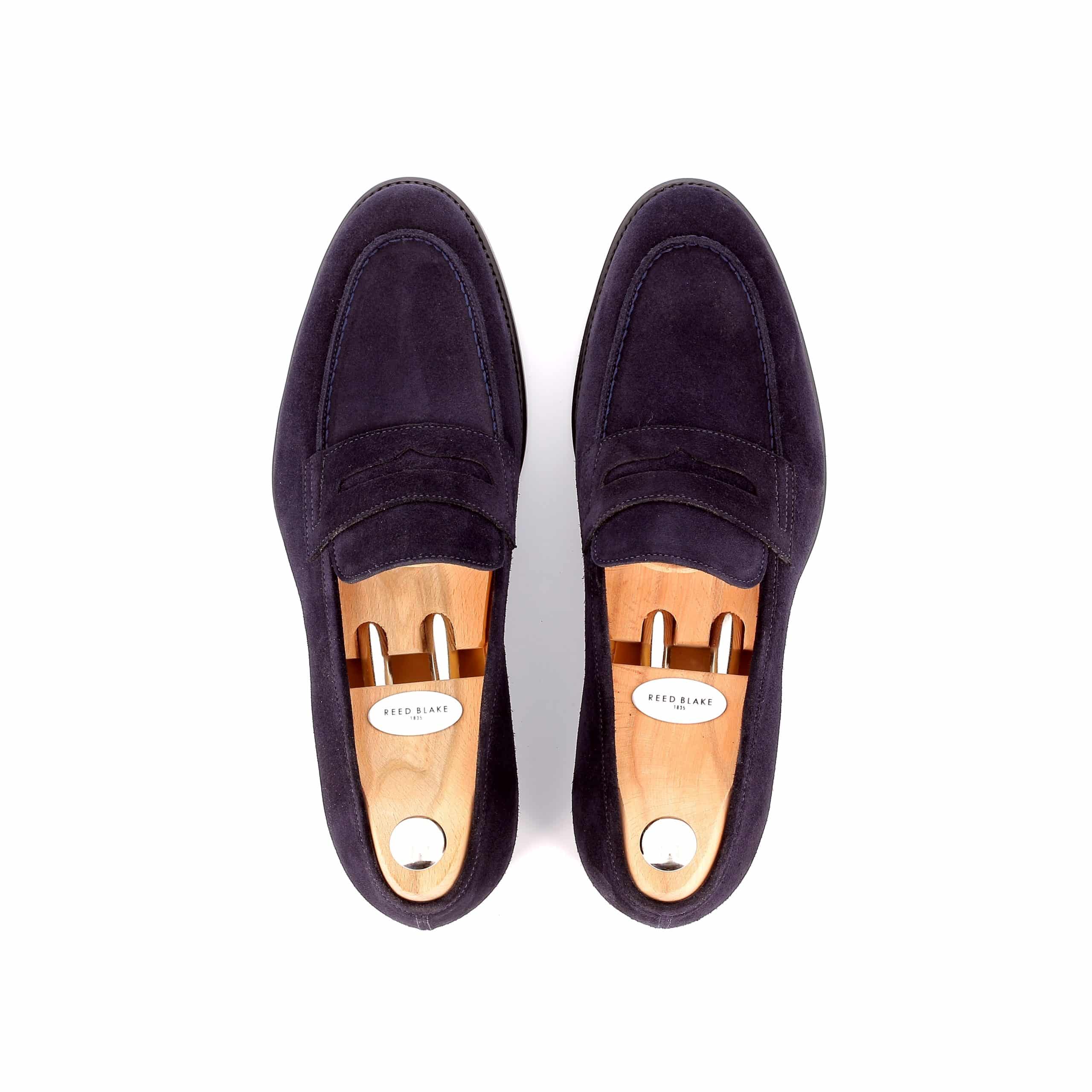 Mocassins George daim bleu marine semelle cuir