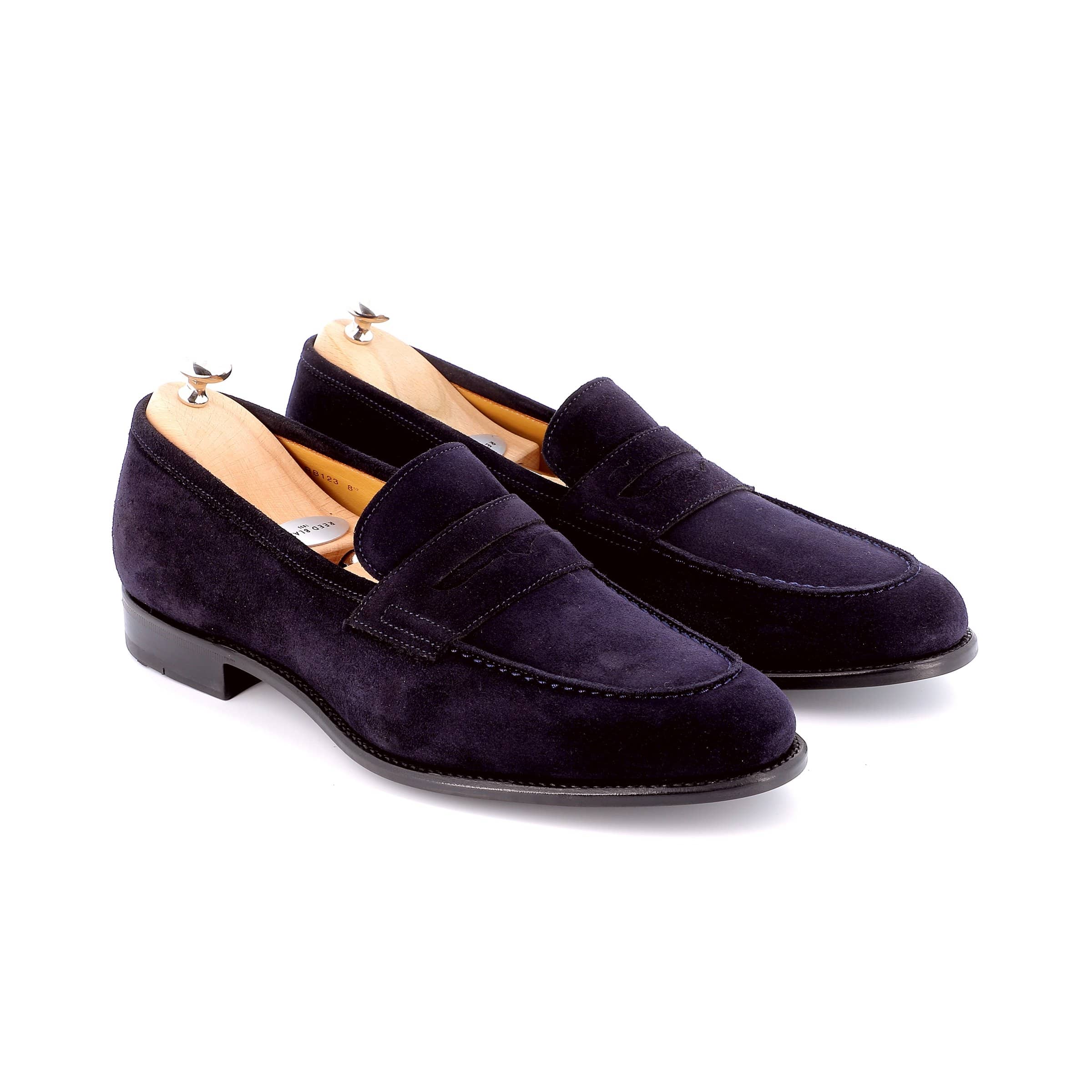 Mocassins George daim bleu marine semelle cuir