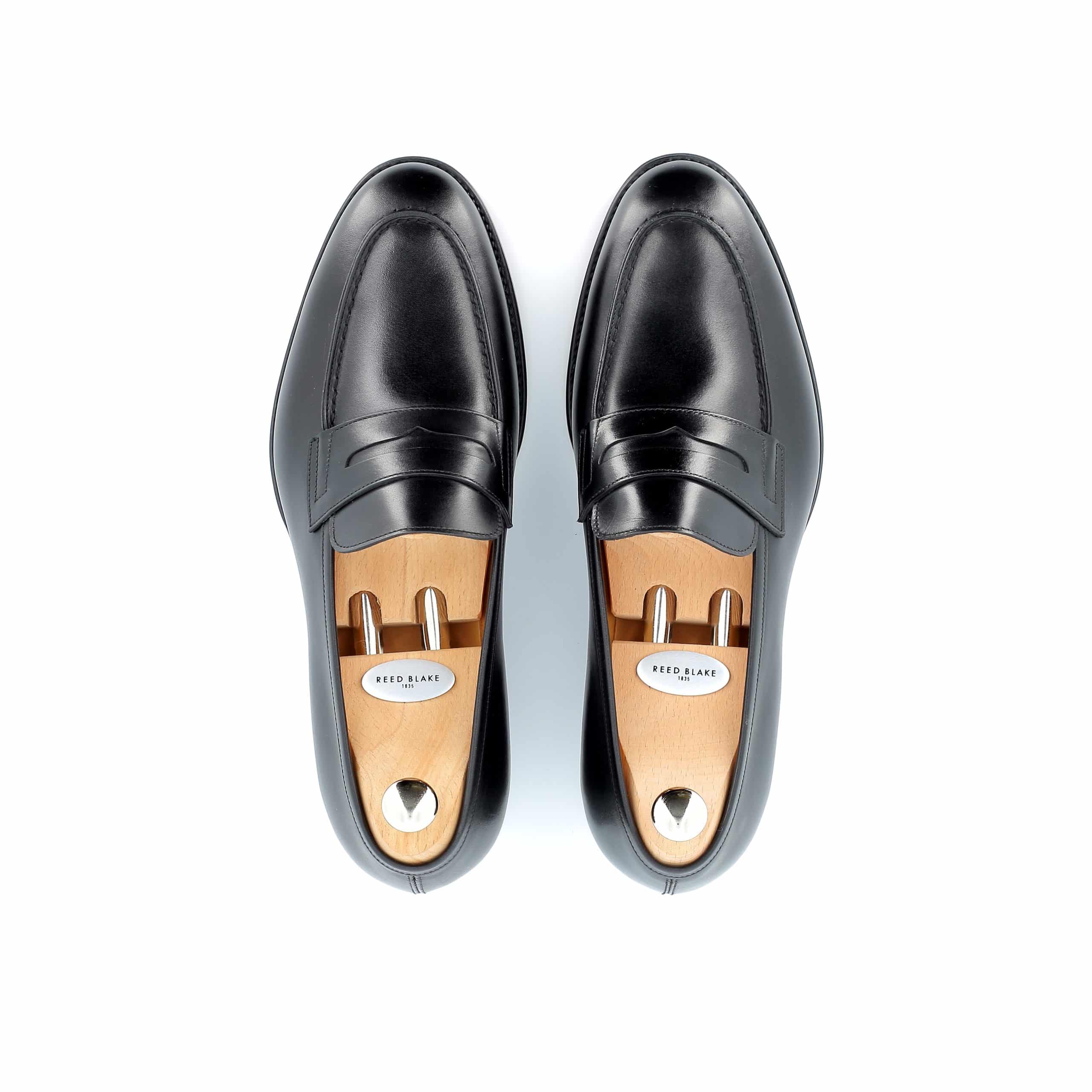 Mocassins George cuir noir semelle cuir
