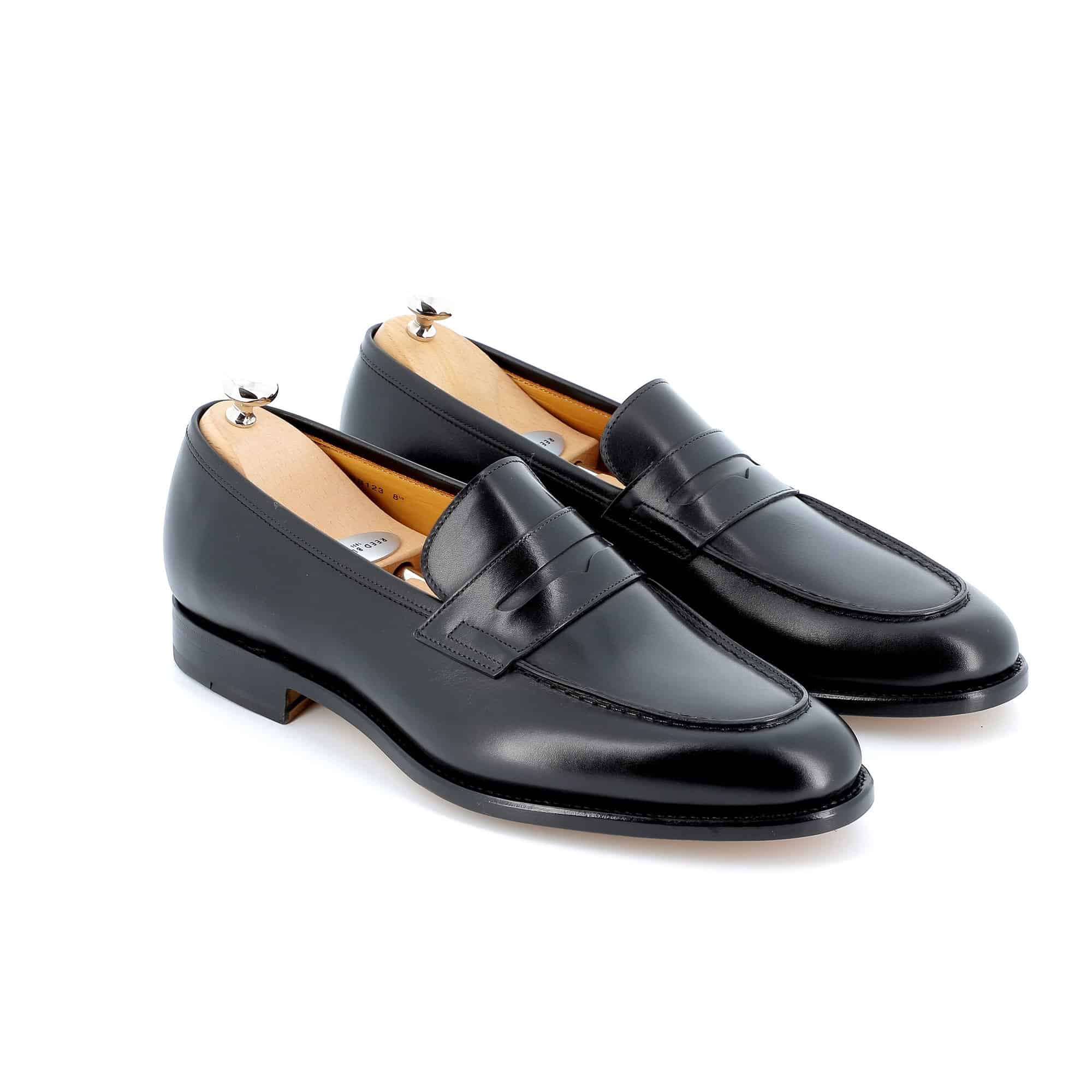 Mocassins George cuir noir semelle cuir