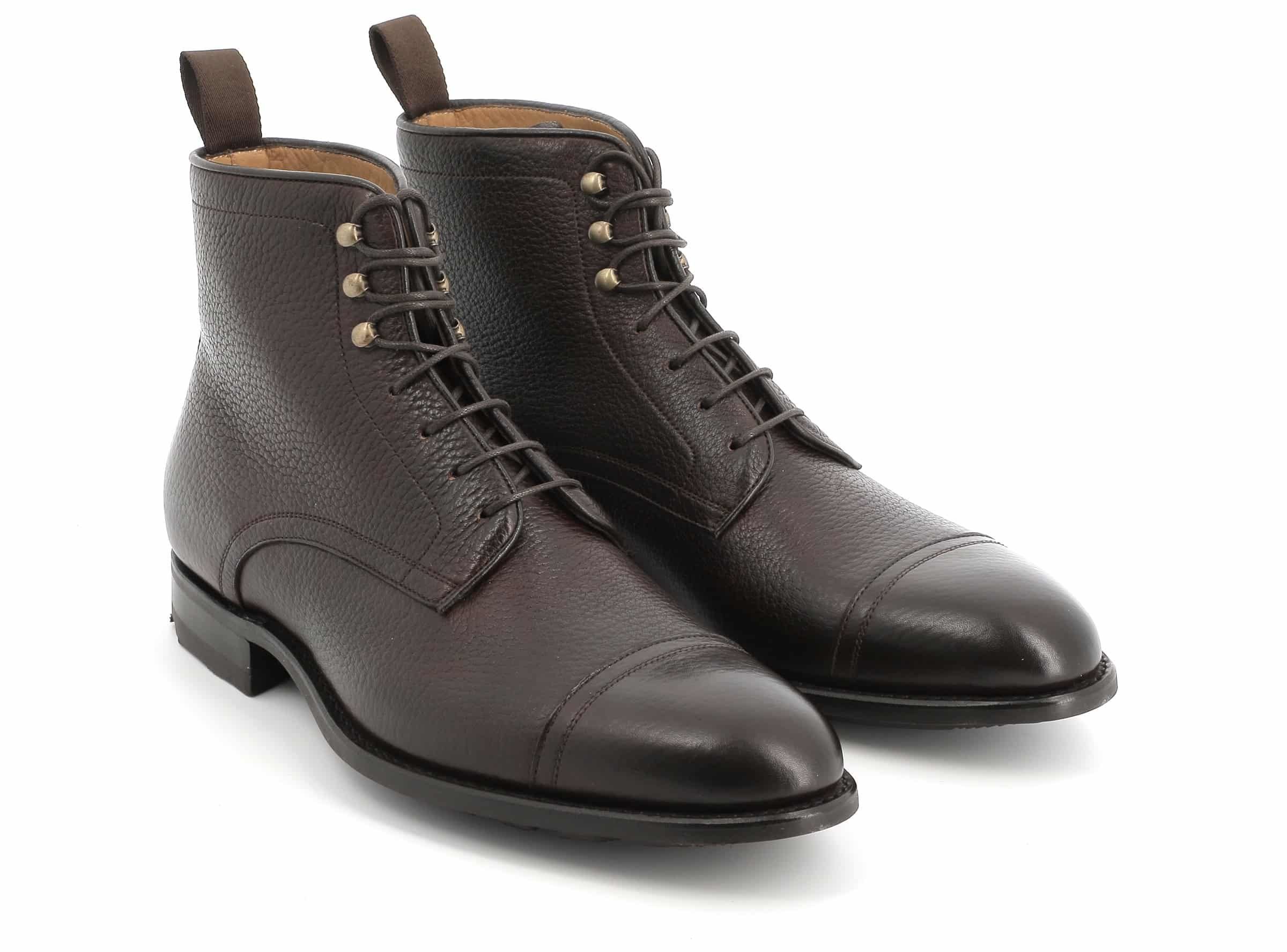 Bottines Jefferson cuir grainé marron foncé semelles gomme