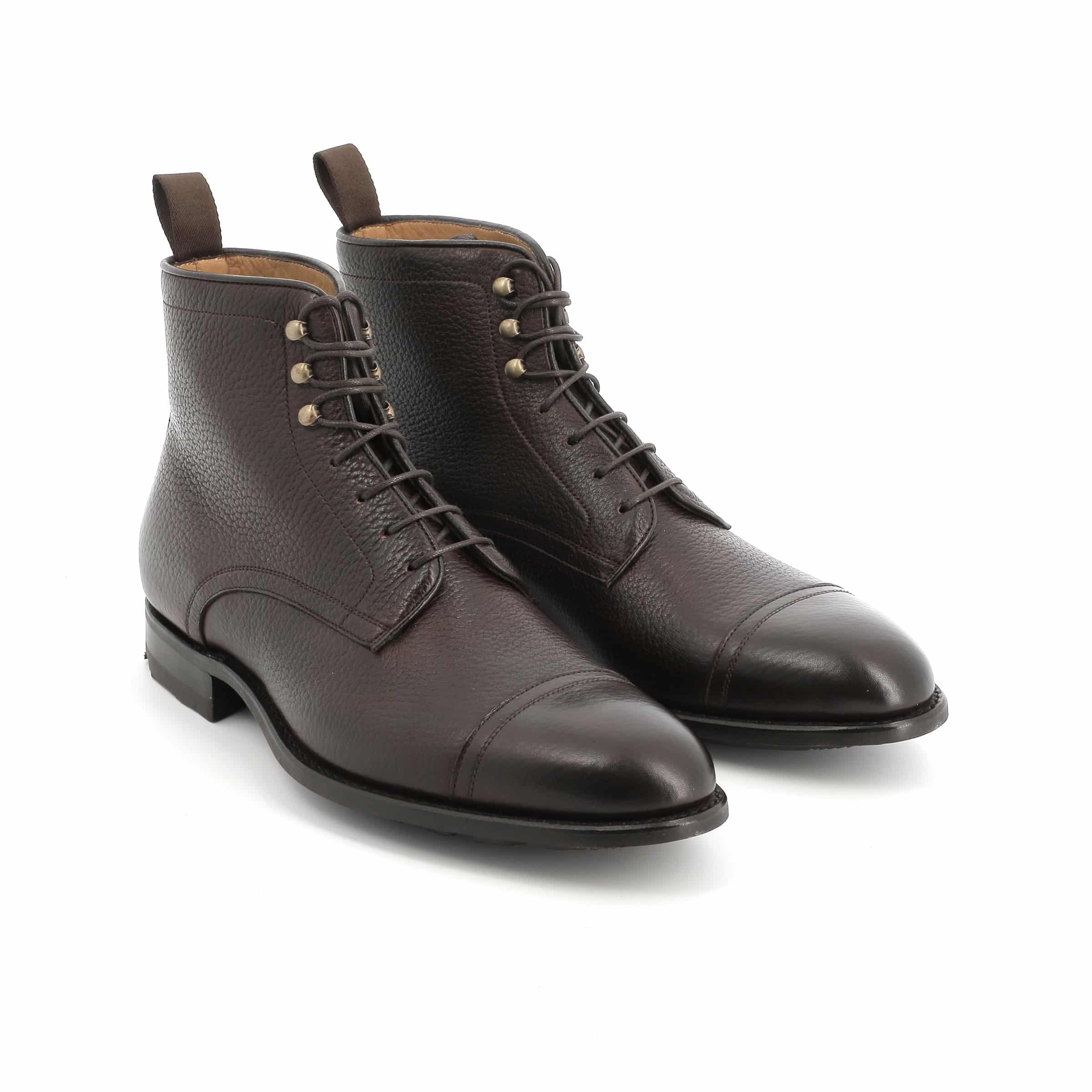 Bottines Jefferson cuir grainé marron foncé semelles gomme