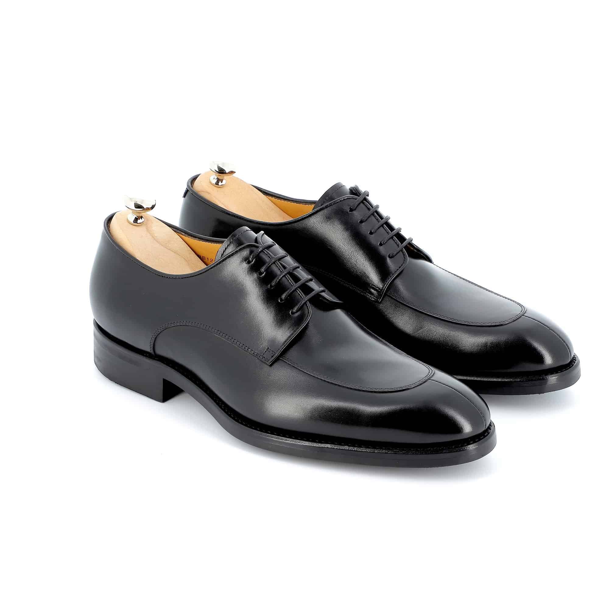 Chaussures Derby demi-chasse Johnson cuir noir semelles cuir