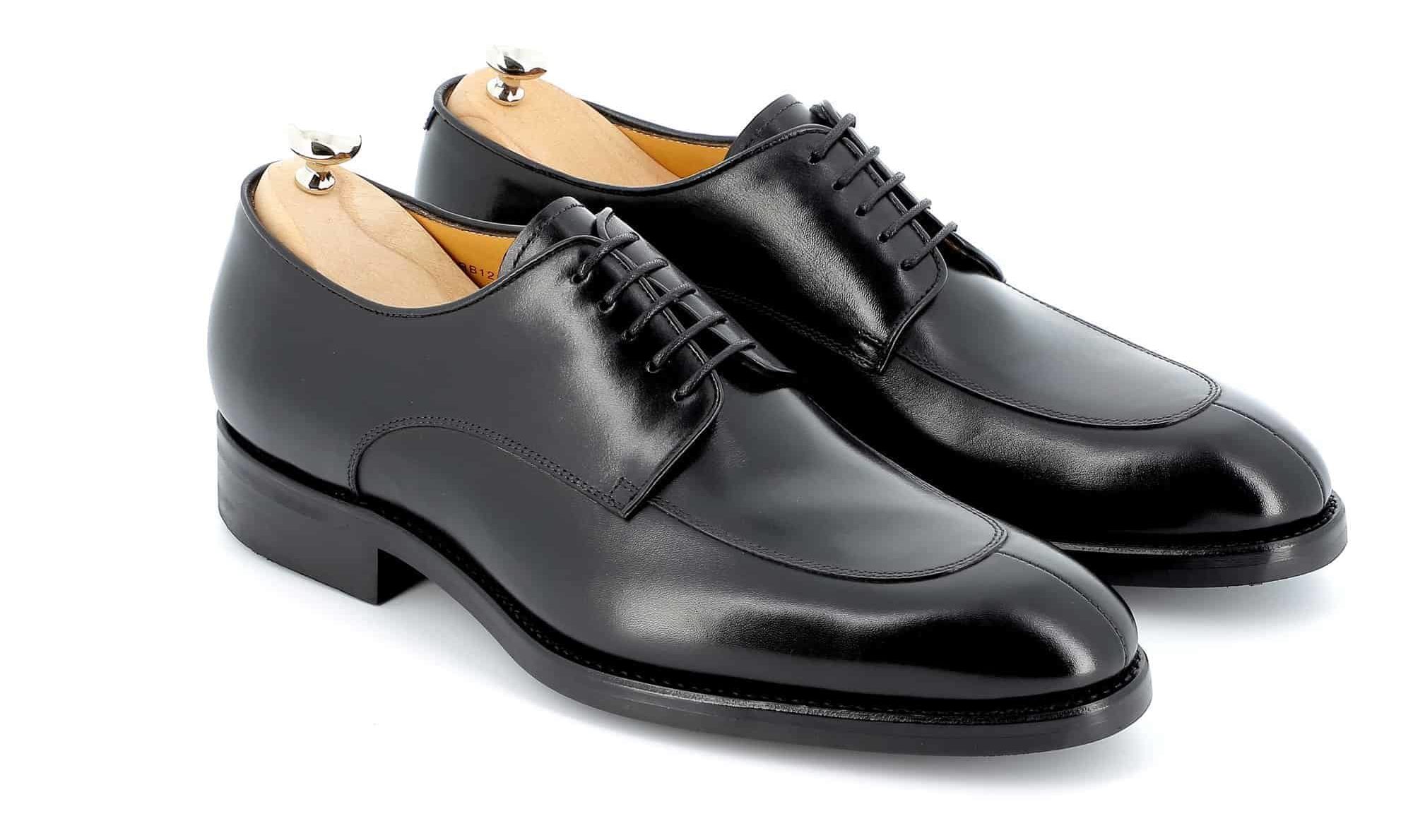 Chaussures Derby demi-chasse Johnson cuir noir semelles cuir