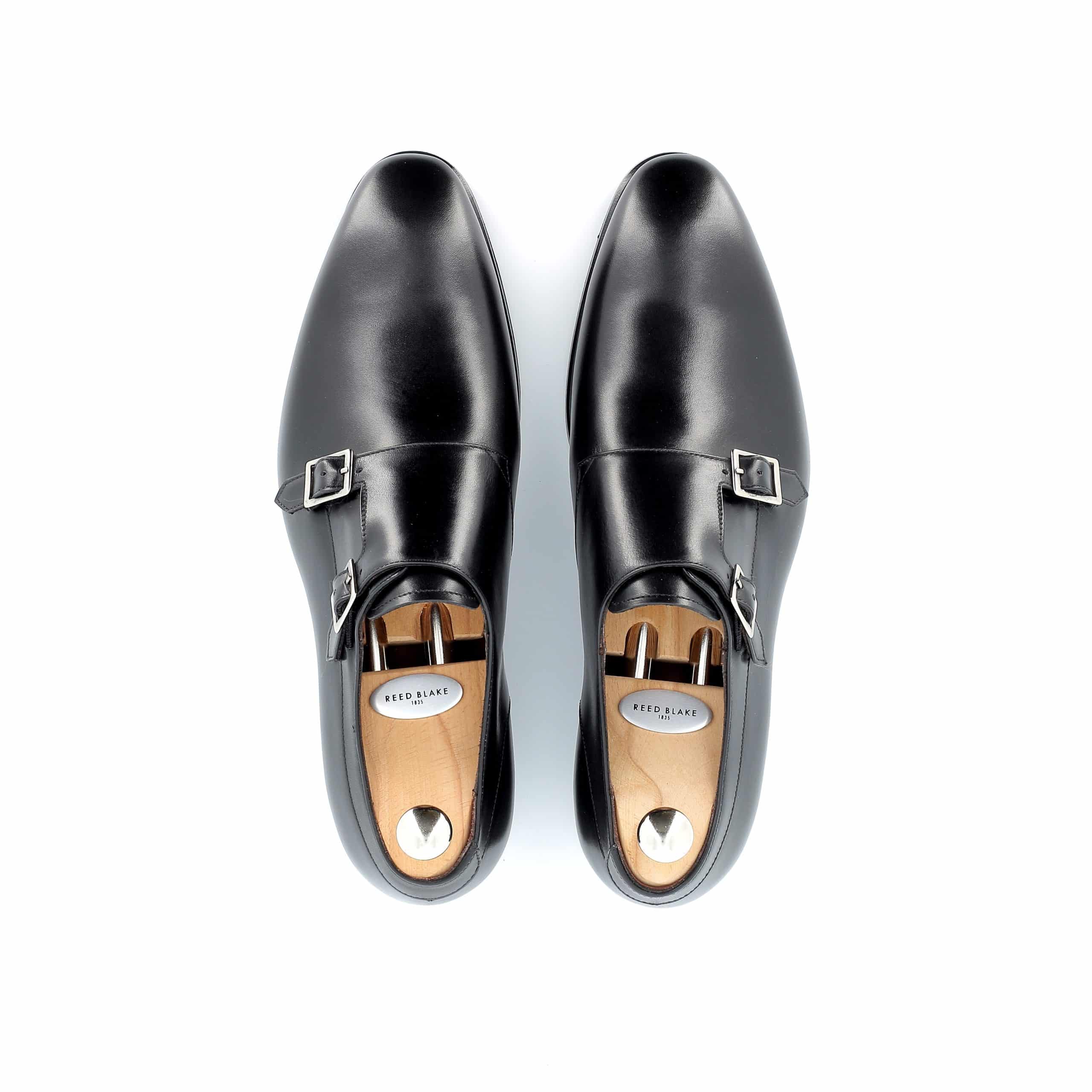 Chaussures doubles boucles Woodrow cuir noir semelles cuir