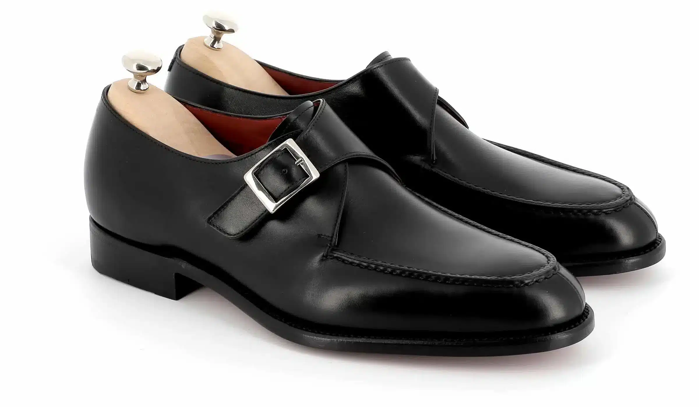 Chaussures à boucle Douglas cuir noir semelles cuir