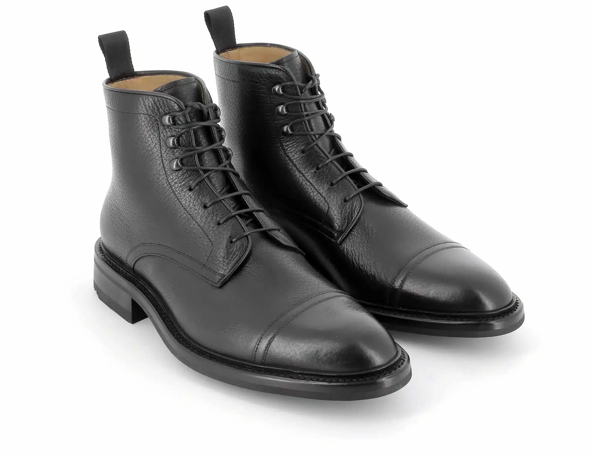 Bottines Jefferson cuir grainé noir semelles gomme